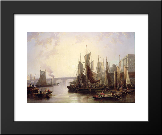 The Pool Of London 20x24 Black Modern Wood Framed Art Print Poster by Carmichael, John Wilson