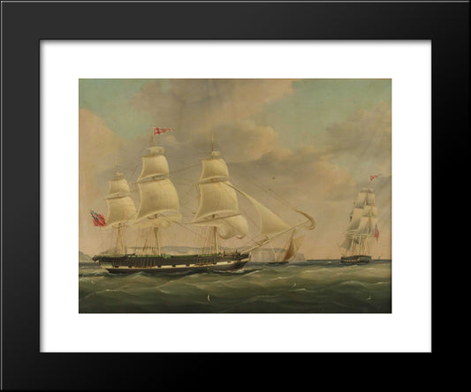 The Ship Isabella At Sea 20x24 Black Modern Wood Framed Art Print Poster by Carmichael, John Wilson