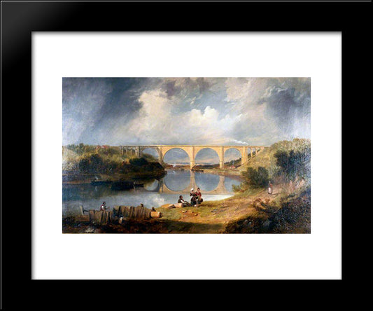 Victoria Bridge Over The River Wear 20x24 Black Modern Wood Framed Art Print Poster by Carmichael, John Wilson