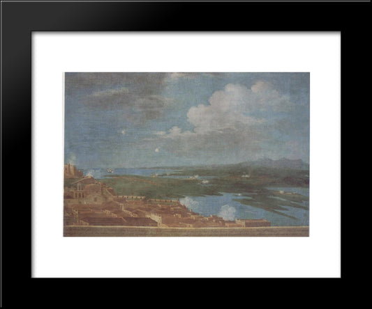 Clouds Over A Coastal Puerto Rican Town 20x24 Black Modern Wood Framed Art Print Poster by Campeche, Jose