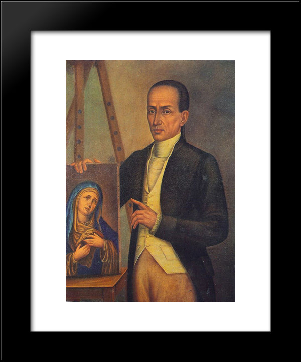 Self-Portrait 20x24 Black Modern Wood Framed Art Print Poster by Campeche, Jose