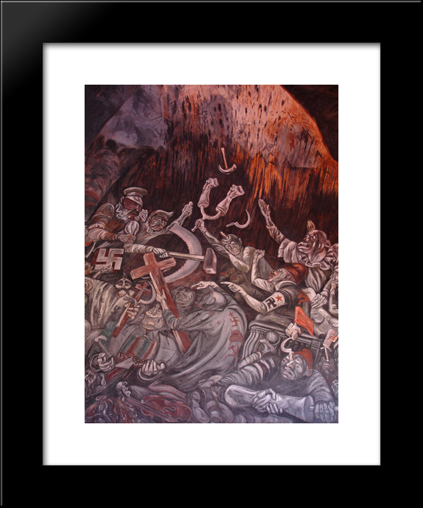 The Clowns Of War Arguing In Hell 20x24 Black Modern Wood Framed Art Print Poster by Orozco, Jose Clemente