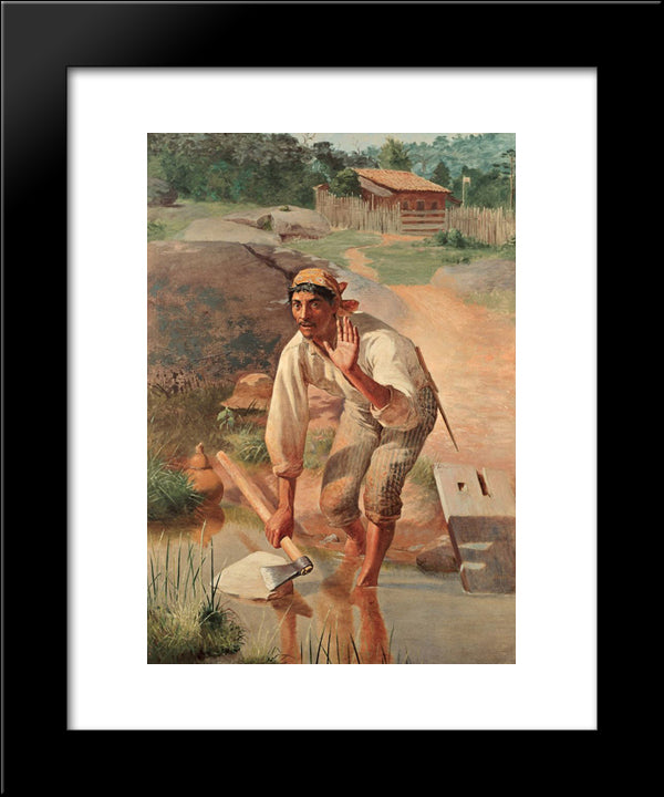 Interrupted Whetting 20x24 Black Modern Wood Framed Art Print Poster by Almeida Junior, Jose Ferraz de