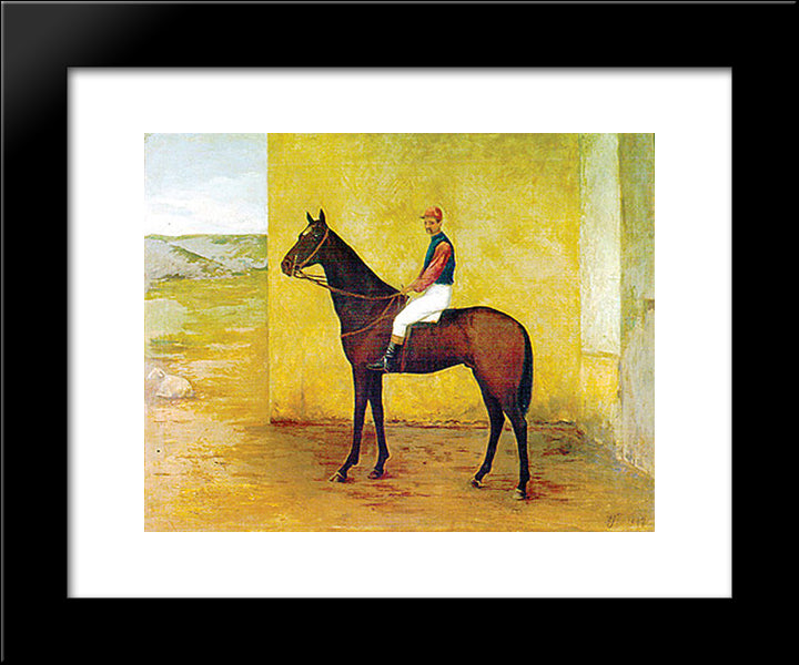 Jockey And Horse 20x24 Black Modern Wood Framed Art Print Poster by Almeida Junior, Jose Ferraz de