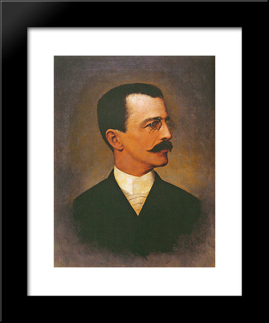 Portrait Of Ezequiel Freire 20x24 Black Modern Wood Framed Art Print Poster by Almeida Junior, Jose Ferraz de