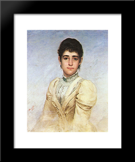 Portrait Of Joana Liberal Da Cunha 20x24 Black Modern Wood Framed Art Print Poster by Almeida Junior, Jose Ferraz de