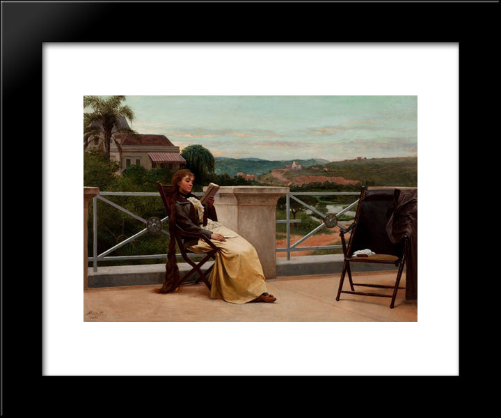 Reading 20x24 Black Modern Wood Framed Art Print Poster by Almeida Junior, Jose Ferraz de