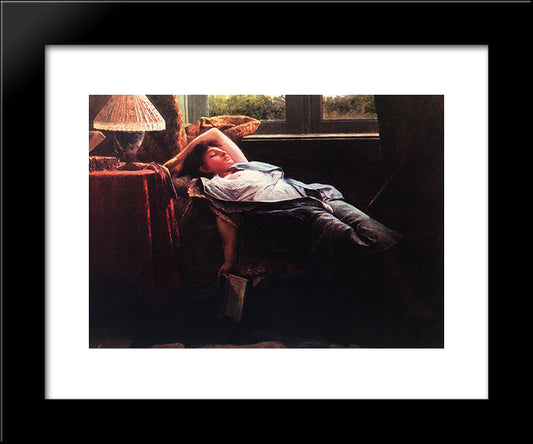 Repouso 20x24 Black Modern Wood Framed Art Print Poster by Almeida Junior, Jose Ferraz de
