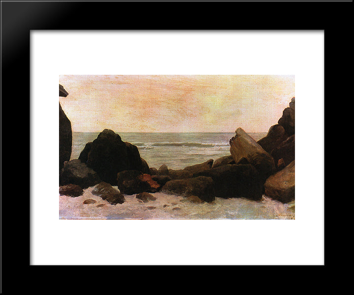 Seascape (Guaruja) 20x24 Black Modern Wood Framed Art Print Poster by Almeida Junior, Jose Ferraz de