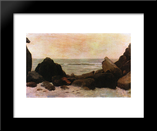 Seascape (Guaruja) 20x24 Black Modern Wood Framed Art Print Poster by Almeida Junior, Jose Ferraz de