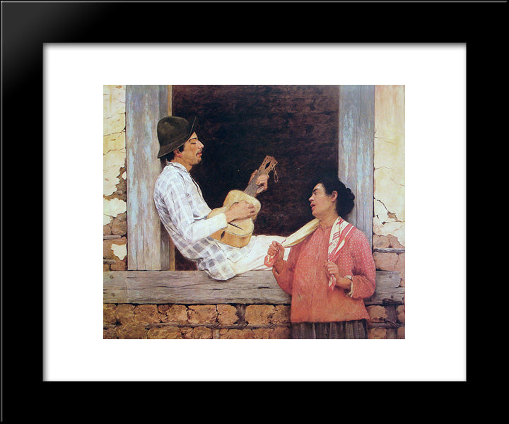 The Guitar Player 20x24 Black Modern Wood Framed Art Print Poster by Almeida Junior, Jose Ferraz de