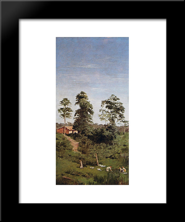 The Laundresses 20x24 Black Modern Wood Framed Art Print Poster by Almeida Junior, Jose Ferraz de