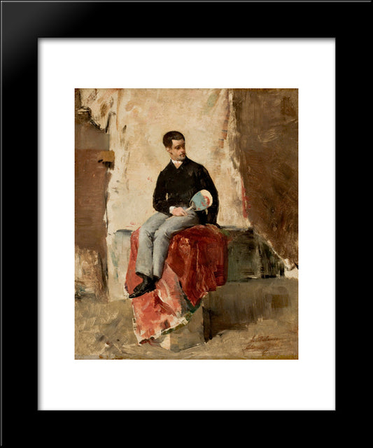 The Painter Belmiro De Almeida 20x24 Black Modern Wood Framed Art Print Poster by Almeida Junior, Jose Ferraz de