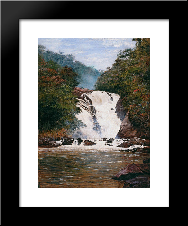 Votorantim Waterfall 20x24 Black Modern Wood Framed Art Print Poster by Almeida Junior, Jose Ferraz de