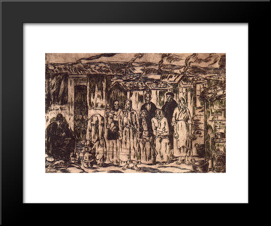 Alhondiga Huts 20x24 Black Modern Wood Framed Art Print Poster by Solana, Jose Gutierrez