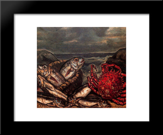 Fish And Crab 20x24 Black Modern Wood Framed Art Print Poster by Solana, Jose Gutierrez