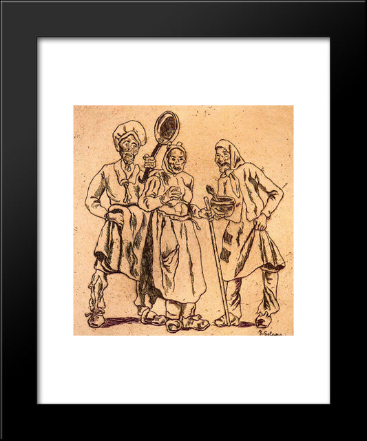 Masks Cooks 20x24 Black Modern Wood Framed Art Print Poster by Solana, Jose Gutierrez