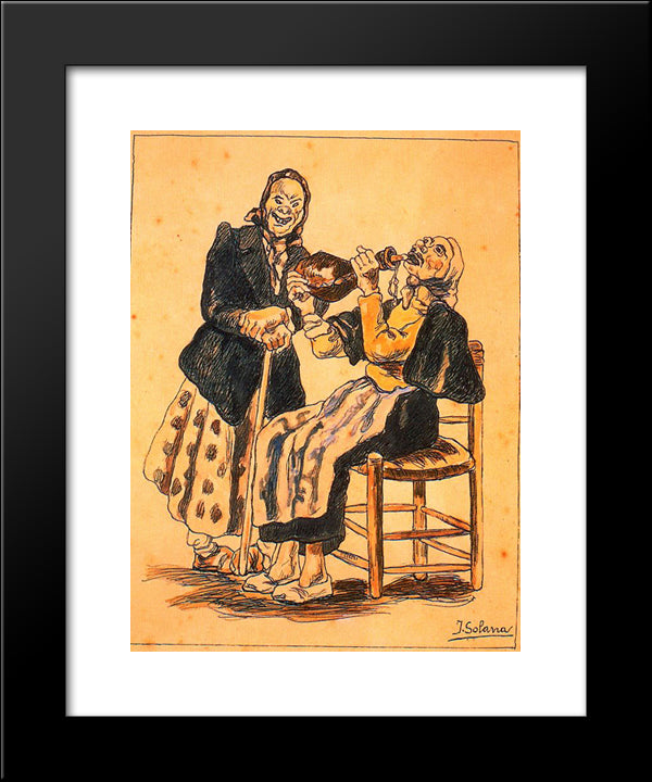 Masks Drinking 20x24 Black Modern Wood Framed Art Print Poster by Solana, Jose Gutierrez
