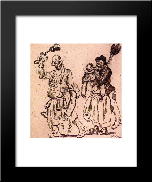 Masks Of Cowbells 20x24 Black Modern Wood Framed Art Print Poster by Solana, Jose Gutierrez