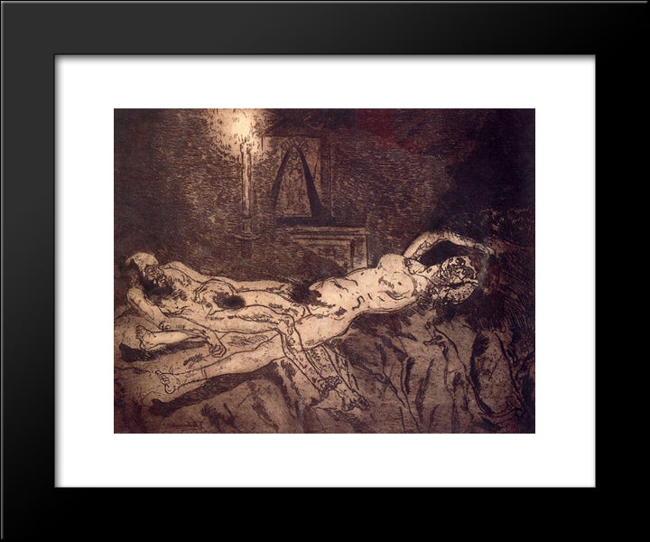 Naked Man And Woman 20x24 Black Modern Wood Framed Art Print Poster by Solana, Jose Gutierrez