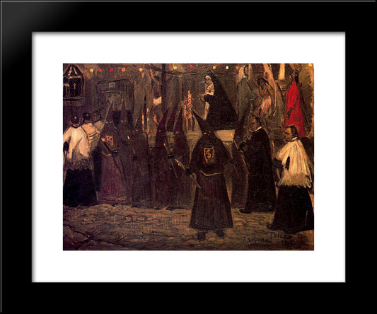 Procession In Toledo 20x24 Black Modern Wood Framed Art Print Poster by Solana, Jose Gutierrez