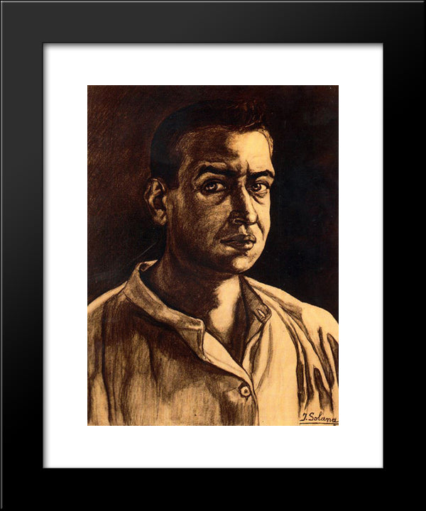 Self-Portrait 20x24 Black Modern Wood Framed Art Print Poster by Solana, Jose Gutierrez