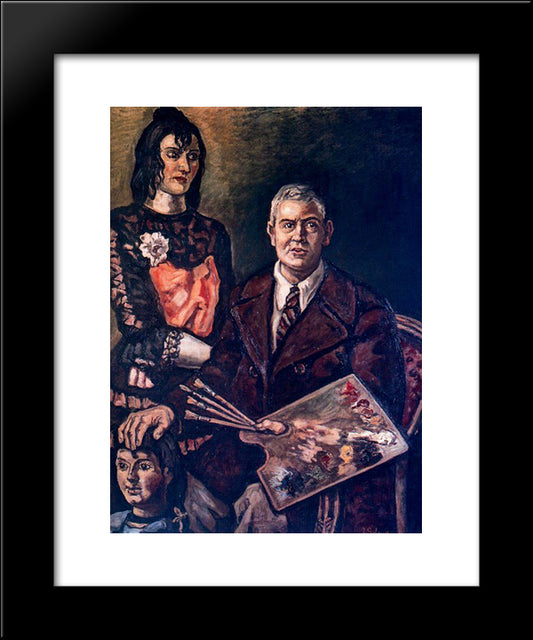 Self-Portrait With Doll 20x24 Black Modern Wood Framed Art Print Poster by Solana, Jose Gutierrez