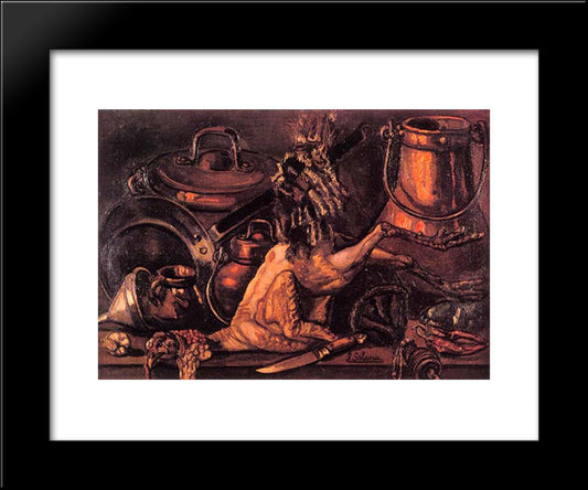 Still Life With Dead Turkey 20x24 Black Modern Wood Framed Art Print Poster by Solana, Jose Gutierrez