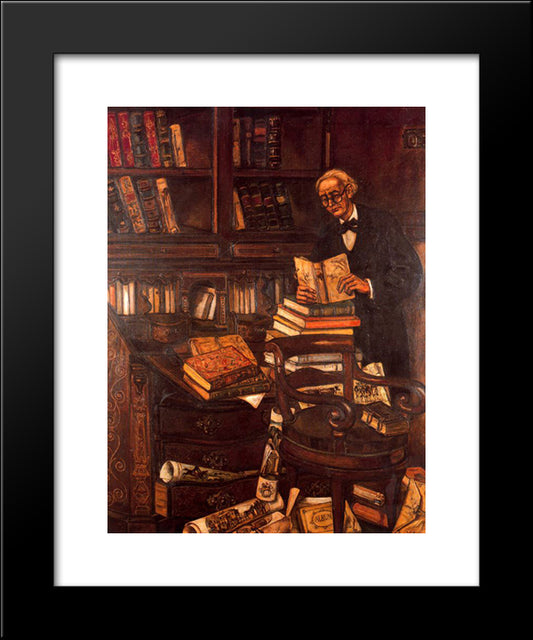 The Bibliophile 20x24 Black Modern Wood Framed Art Print Poster by Solana, Jose Gutierrez