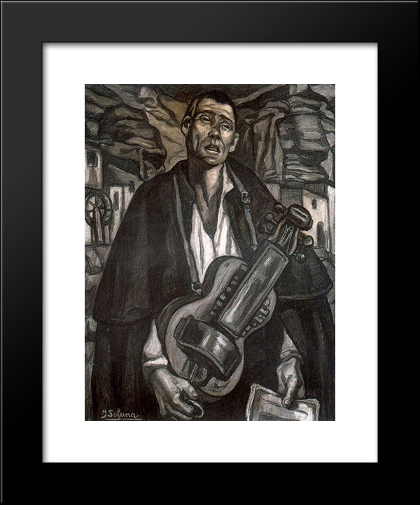 The Blind Musician 20x24 Black Modern Wood Framed Art Print Poster by Solana, Jose Gutierrez