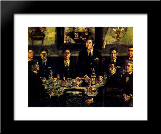 The Coffee Gathering Pombo 20x24 Black Modern Wood Framed Art Print Poster by Solana, Jose Gutierrez