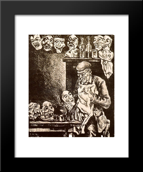 The Designer Of Masks 20x24 Black Modern Wood Framed Art Print Poster by Solana, Jose Gutierrez