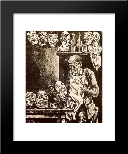 The Designer Of Masks 20x24 Black Modern Wood Framed Art Print Poster by Solana, Jose Gutierrez