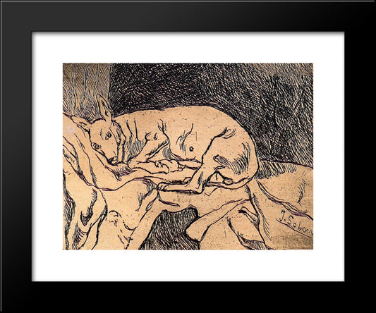 The Painter'S Dog 20x24 Black Modern Wood Framed Art Print Poster by Solana, Jose Gutierrez