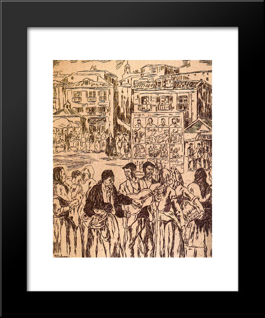 The Poster Of The Crime [The Blind Musician 20x24 Black Modern Wood Framed Art Print Poster by Solana, Jose Gutierrez