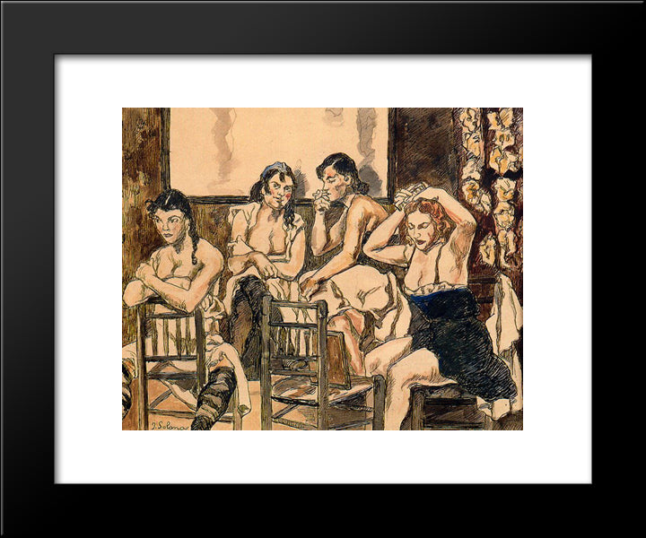 Village Cupletista 20x24 Black Modern Wood Framed Art Print Poster by Solana, Jose Gutierrez