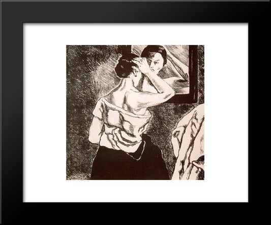 Woman In The Mirror 20x24 Black Modern Wood Framed Art Print Poster by Solana, Jose Gutierrez