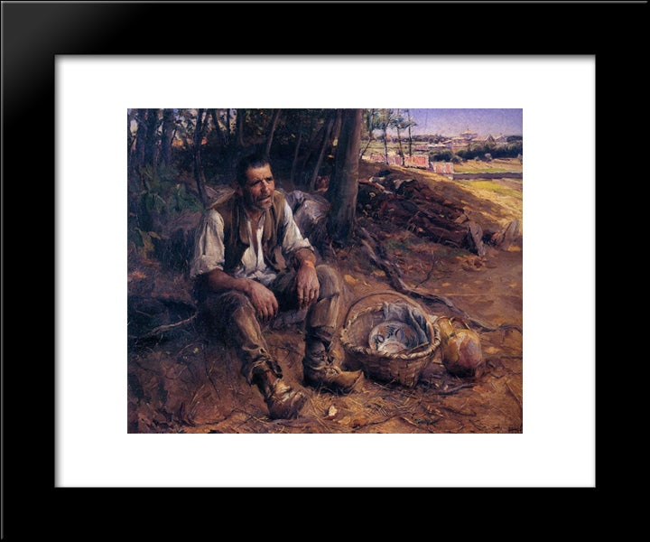A Sesta 20x24 Black Modern Wood Framed Art Print Poster by Malhoa, Jose