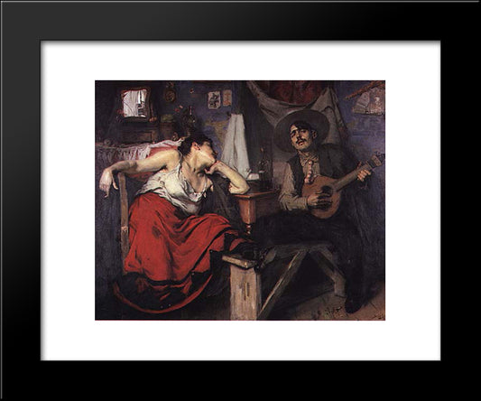 O Fado 20x24 Black Modern Wood Framed Art Print Poster by Malhoa, Jose