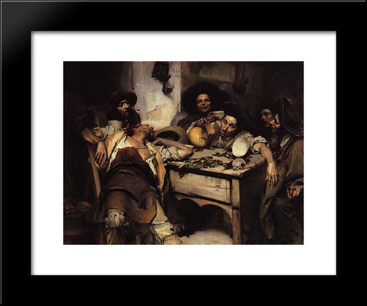 Os Bebados Ou Festejando O S. Martinho 20x24 Black Modern Wood Framed Art Print Poster by Malhoa, Jose