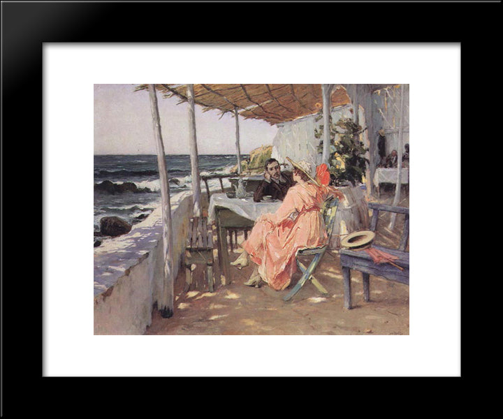 Praia Das Macs 20x24 Black Modern Wood Framed Art Print Poster by Malhoa, Jose