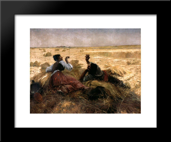 Tickling 20x24 Black Modern Wood Framed Art Print Poster by Malhoa, Jose