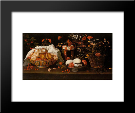 Natureza Morta - Doces E Flores 20x24 Black Modern Wood Framed Art Print Poster by Obidos, Josefa de