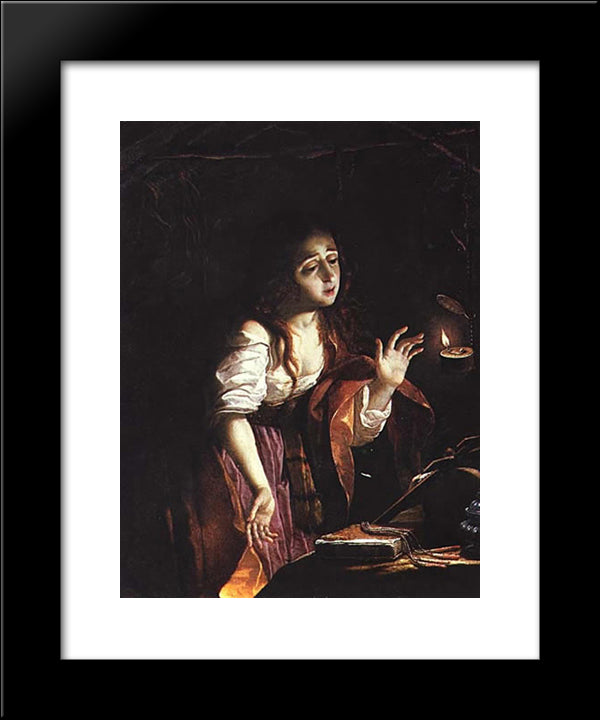 St. Mary Magdalene 20x24 Black Modern Wood Framed Art Print Poster by Obidos, Josefa de
