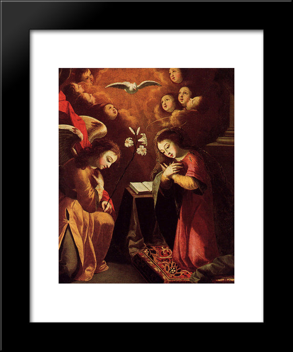 The Annunciation 20x24 Black Modern Wood Framed Art Print Poster by Obidos, Josefa de