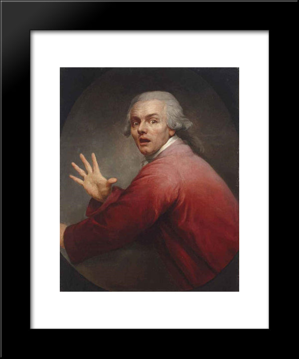 Autoportrait En Homme Surpris Et Terrorise 20x24 Black Modern Wood Framed Art Print Poster by Ducreux, Joseph