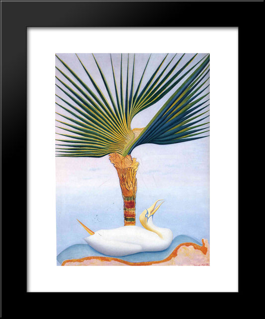 Palm Tree And Bird 20x24 Black Modern Wood Framed Art Print Poster by Stella, Joseph