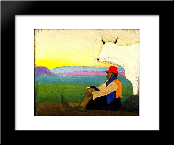 The Red Hat 20x24 Black Modern Wood Framed Art Print Poster by Stella, Joseph