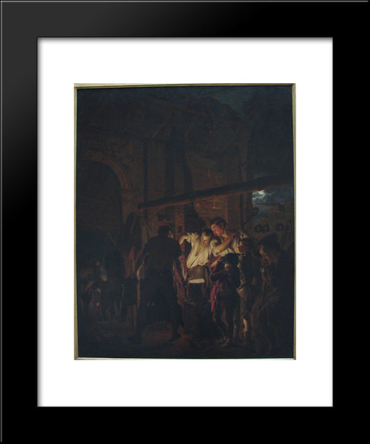 A Blacksmith'S Shop 20x24 Black Modern Wood Framed Art Print Poster by Wright, Joseph