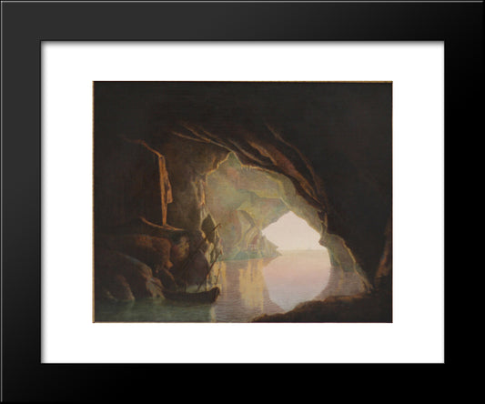 A Grotto In The Gulf Of Salerno, Sunset 20x24 Black Modern Wood Framed Art Print Poster by Wright, Joseph